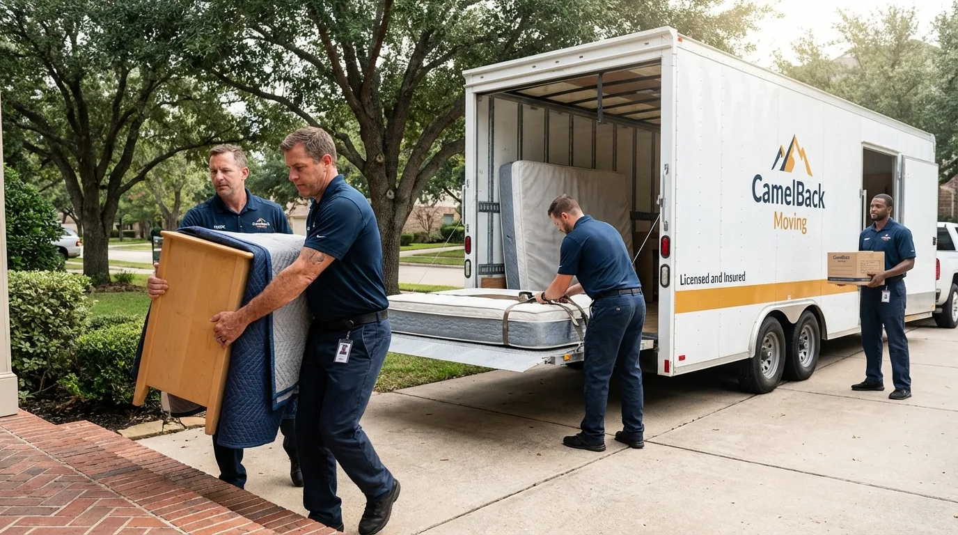 Crew loading residential truck for cross-state move from Brooklet, GA